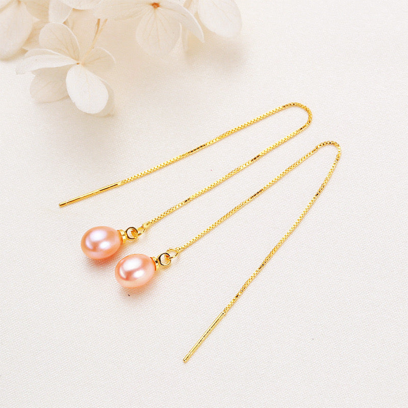 Brass Plated with 18K Gold Genuine Freshwater Pearl Judy Earrings