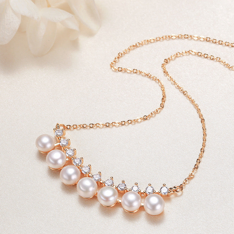 Brass Plated with 18K Gold Genuine Freshwater Pearl Paradise Necklace