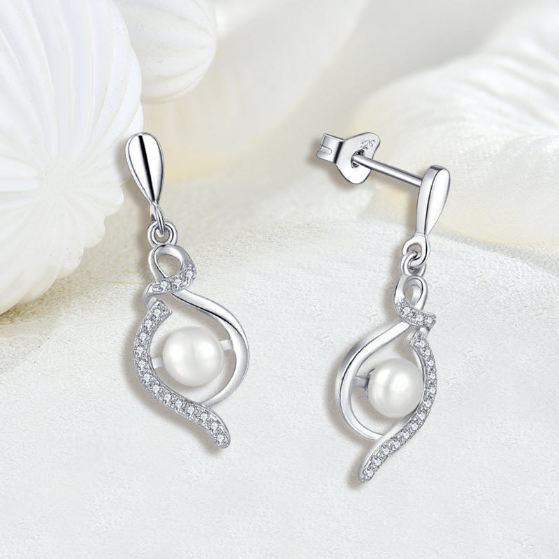 Genuine Freshwater Pearl Ocean Wave Earrings