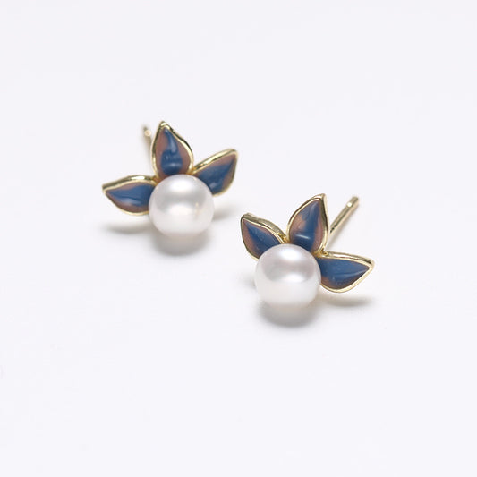 Genuine Freshwater Pearl Solid S925 Silver Fairy Flora Earrings