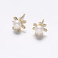 Genuine Freshwater Pearl Solid S925 Silver Golden Sunflower Earrings