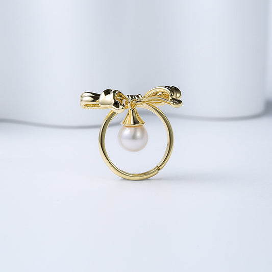 Genuine Freshwater Pearl Happy Bowtie Ring