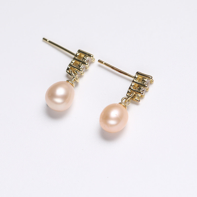 Genuine Freshwater Pearl Solid S925 Silver Delicacy Earrings