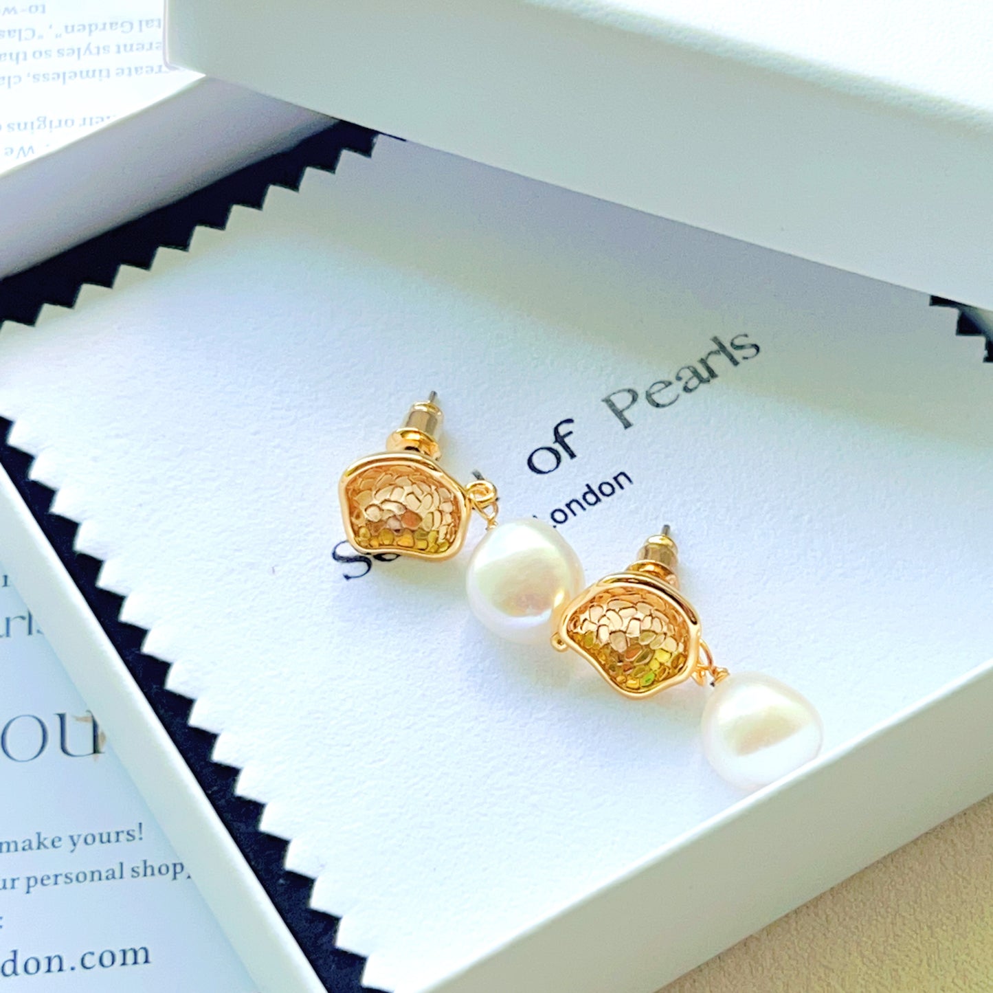 Genuine Freshwater Baroque Pearl Gold Flap Earrings