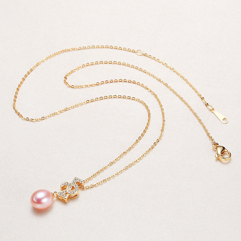 Brass Plated with 18K Gold Genuine Freshwater Pearl No.25 Necklace