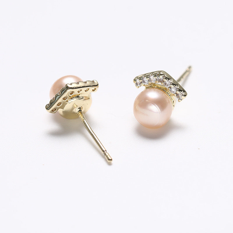 Genuine Freshwater Pearl Solid S925 Silver Smile Earrings