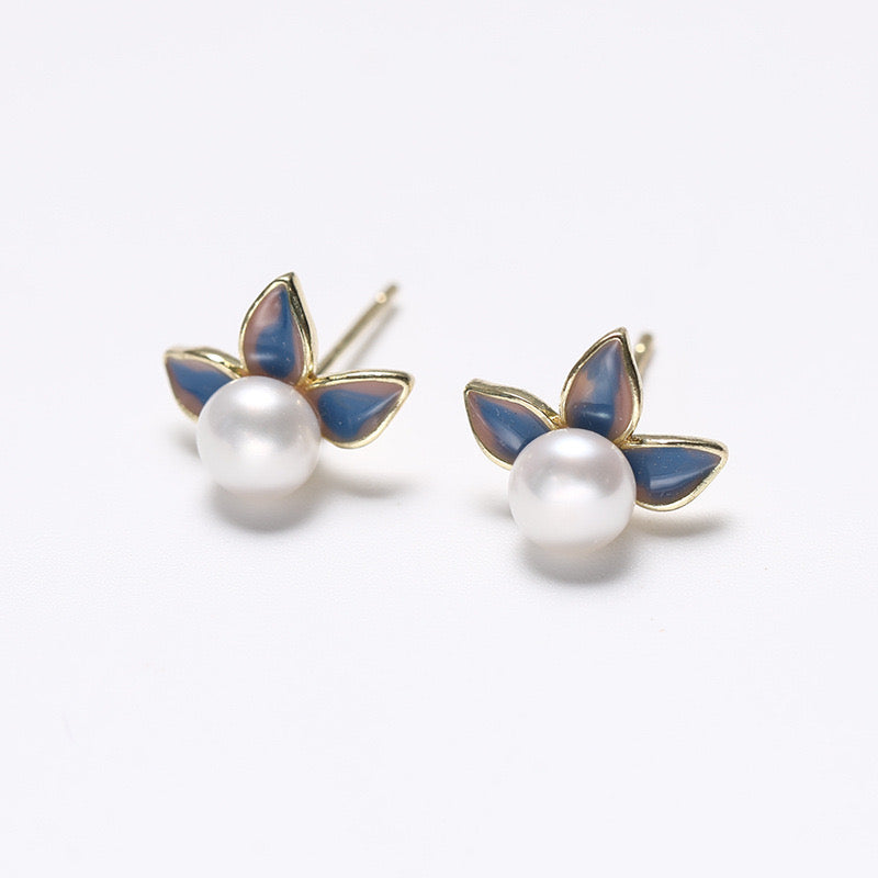 Genuine Freshwater Pearl Solid S925 Silver Fairy Flora Earrings