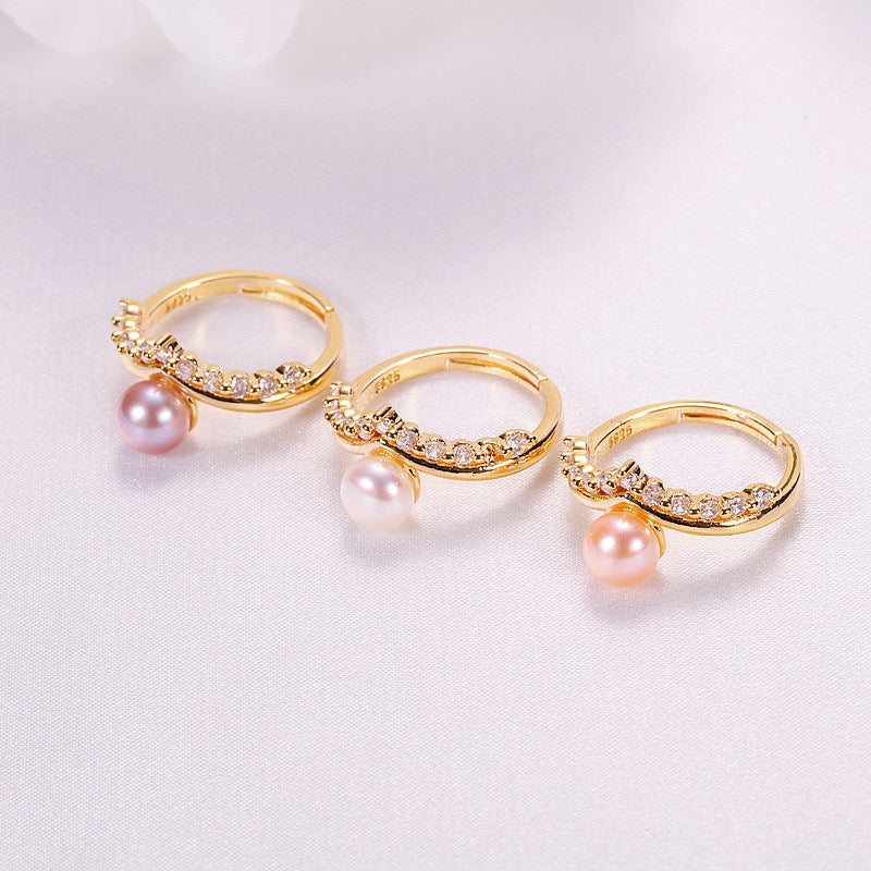 Brass Plated with 18K Gold Genuine Freshwater Pearl Sharon Ring