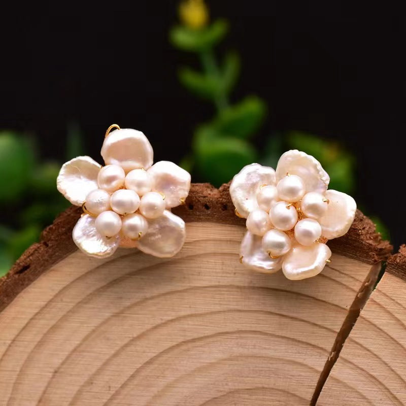Genuine Freshwater Pearl Floral Element Earrings