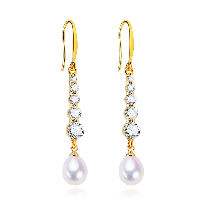 Brass Plated with 18K Gold Genuine Freshwater Pearl Kristin Earrings