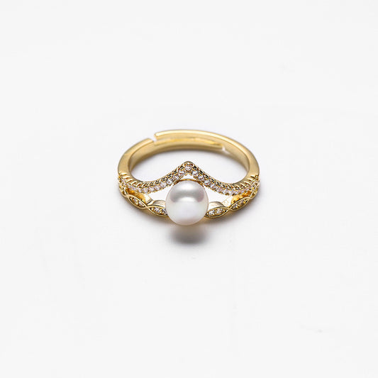 Genuine Freshwater Pearl Crown Ring