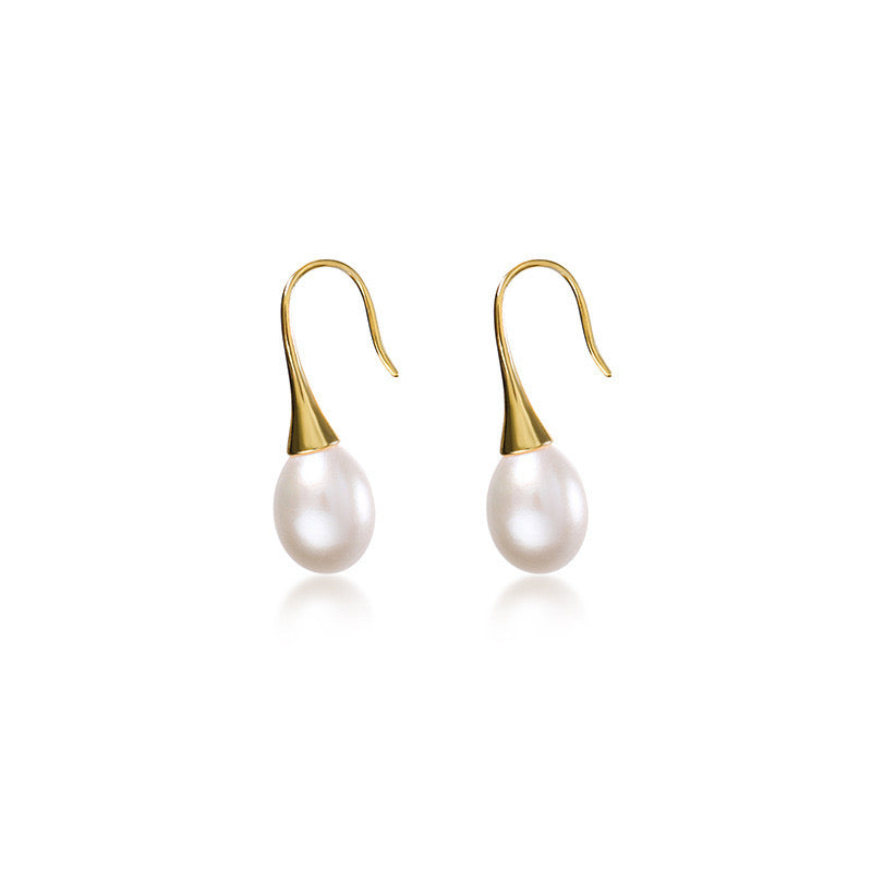 Genuine Freshwater Pearl Golden Candle Earrings