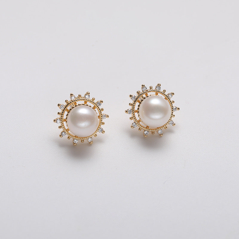 Genuine Freshwater Pearl Solid S925 Silver Phoebus Earrings