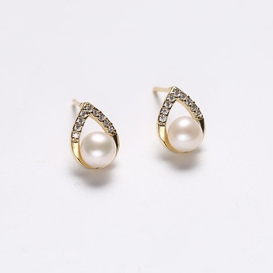 Genuine Freshwater Pearl Solid S925 Silver Ocean Swing Earrings