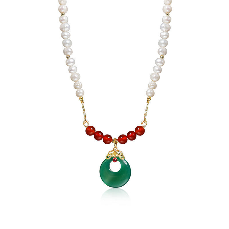 Genuine Freshwater Pearl Jade Necklace