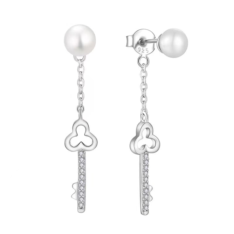 Genuine Freshwater Pearl Key of Love Earrings