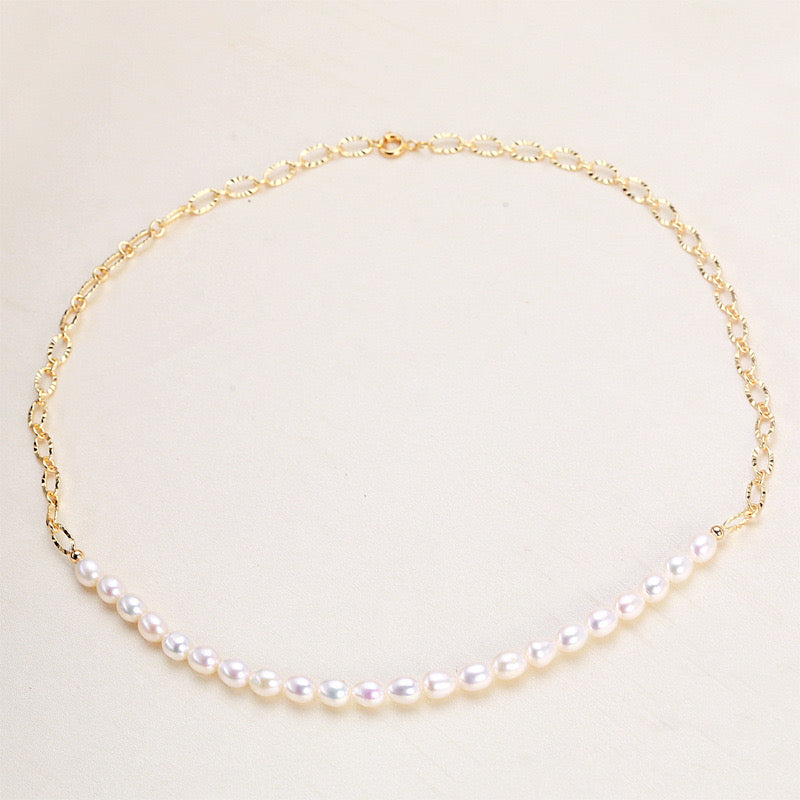 Brass Plated with 18K Gold Genuine Freshwater Pearl Lucy Necklace