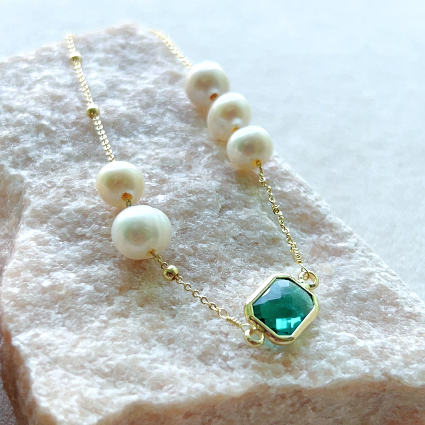 Genuine Freshwater Pearl Emerald Set