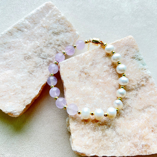 Amethyst & Freshwater Pearl Balance Bracelet