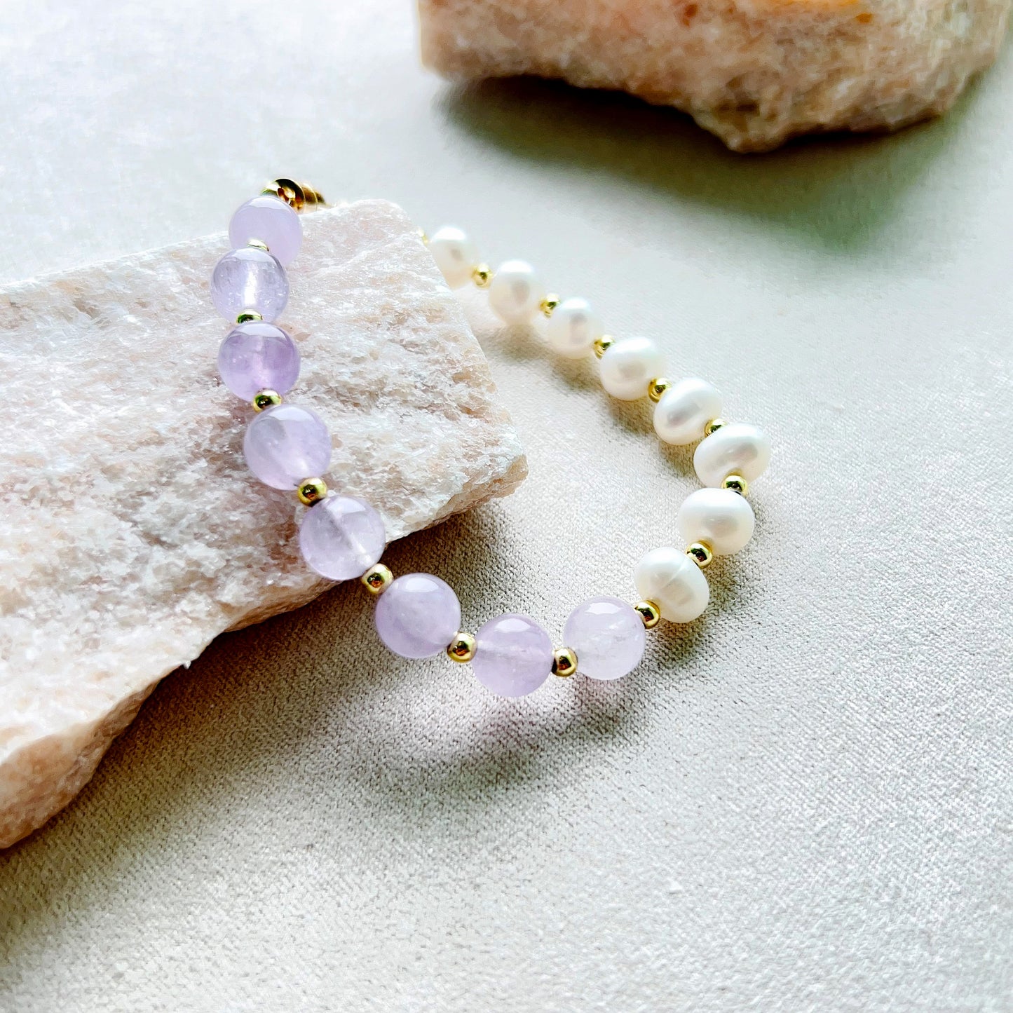 Amethyst & Freshwater Pearl Balance Bracelet