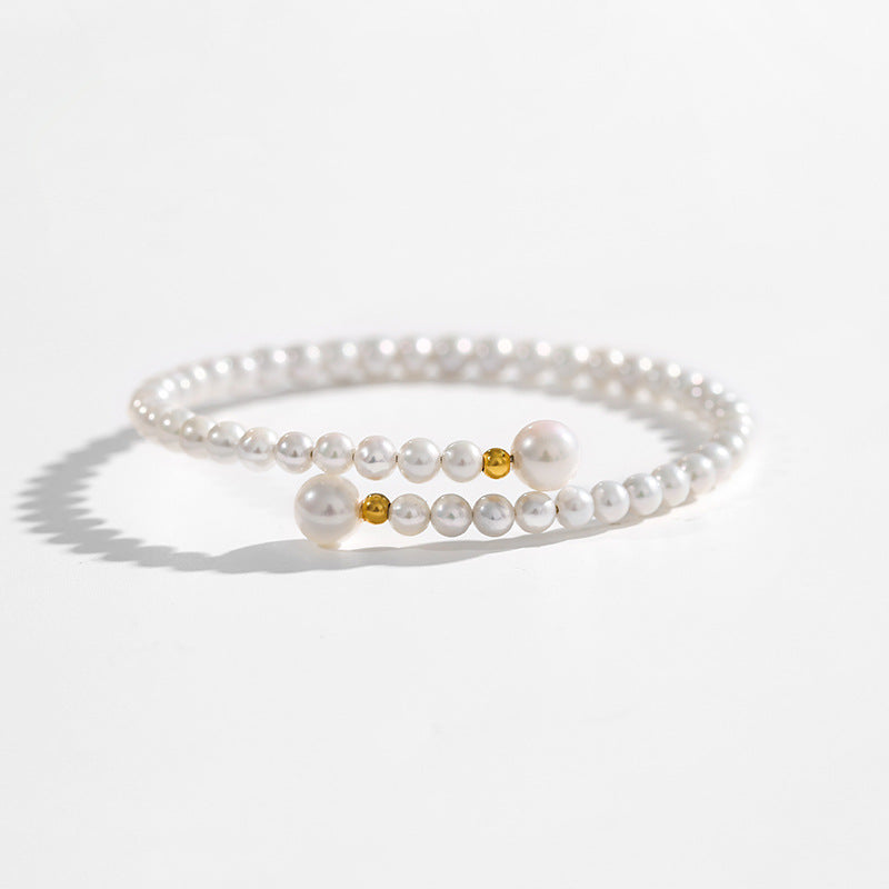 Solid 18K Gold Genuine Freshwater AAAA Pearl Peace Bracelet