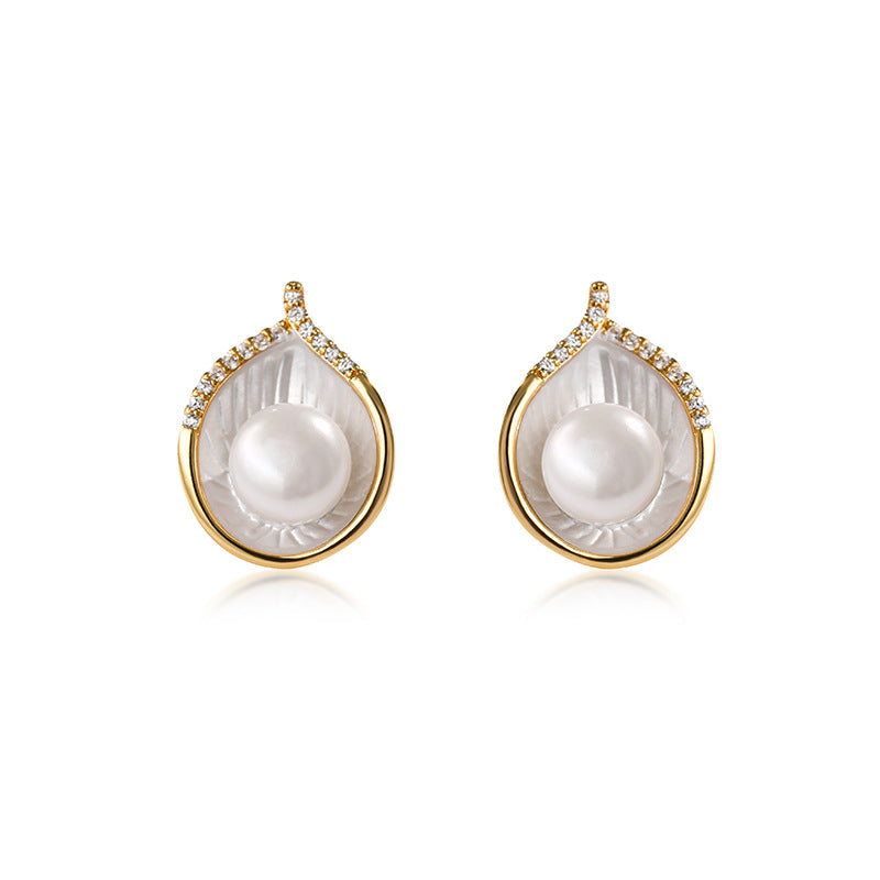 Genuine Freshwater Pearl Holy Shell Earrings
