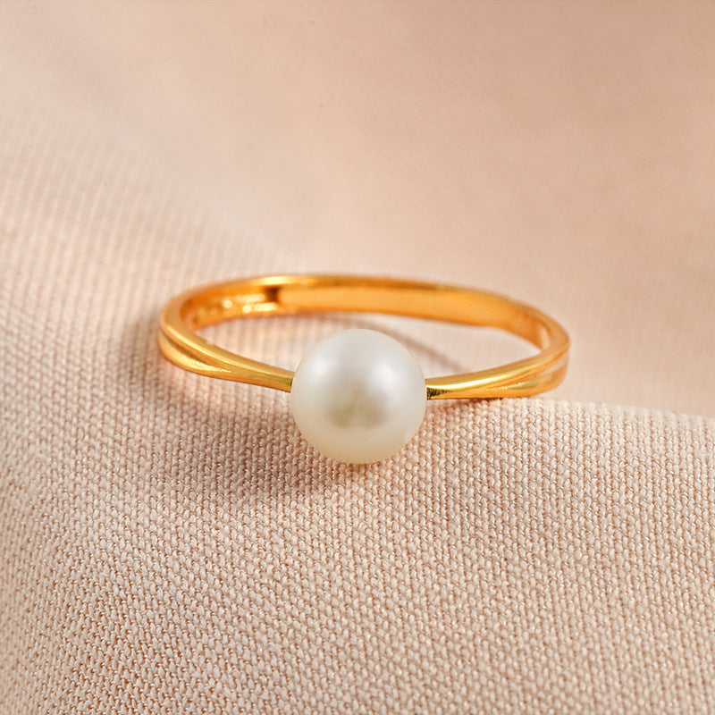 Genuine Freshwater Pearl Full Moon Ring