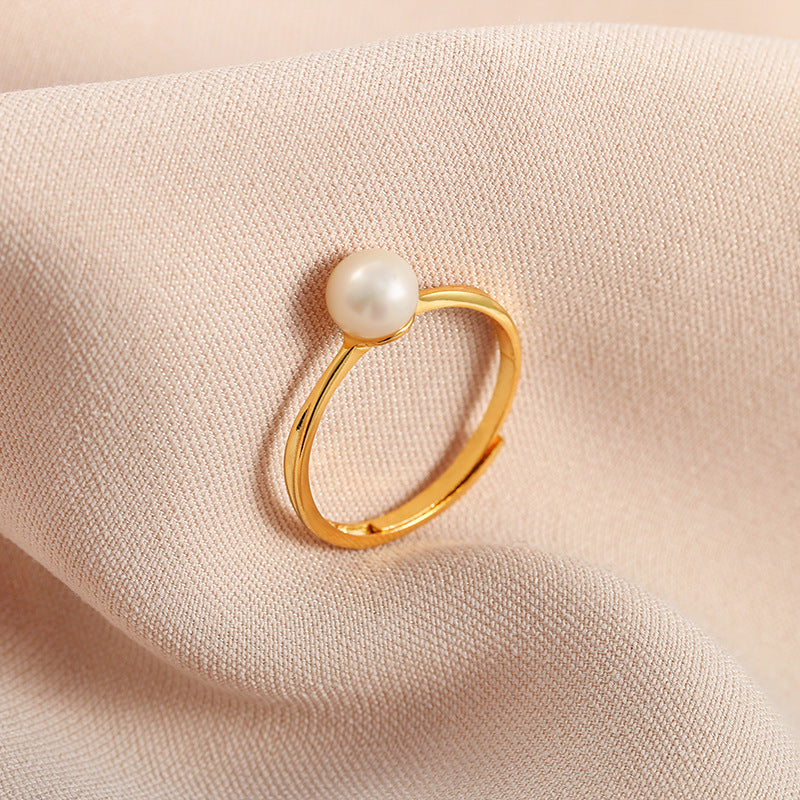 Genuine Freshwater Pearl Full Moon Ring