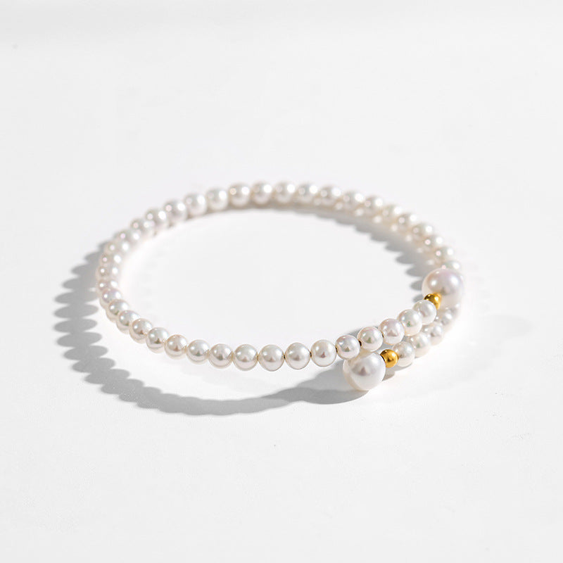 Solid 18K Gold Genuine Freshwater AAAA Pearl Peace Bracelet