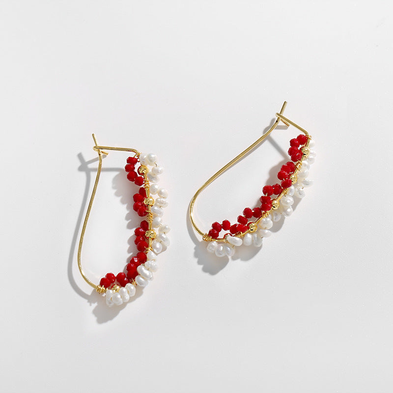Genuine Freshwater Pearl Pomegranate Flower Earrings