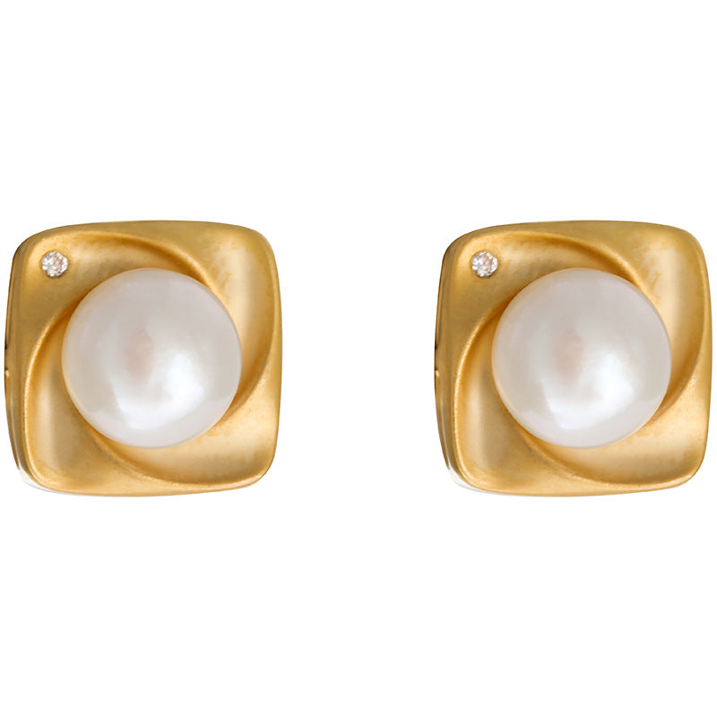 Genuine Freshwater Pearl Block Vortex Earrings