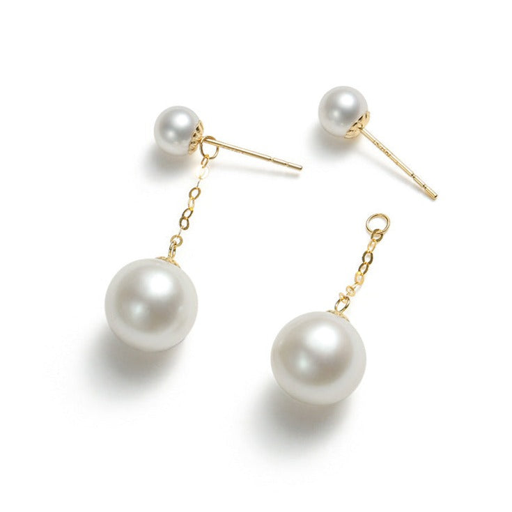Solid 18K Gold Genuine Freshwater Pearl Moonlight Droplets Earrings