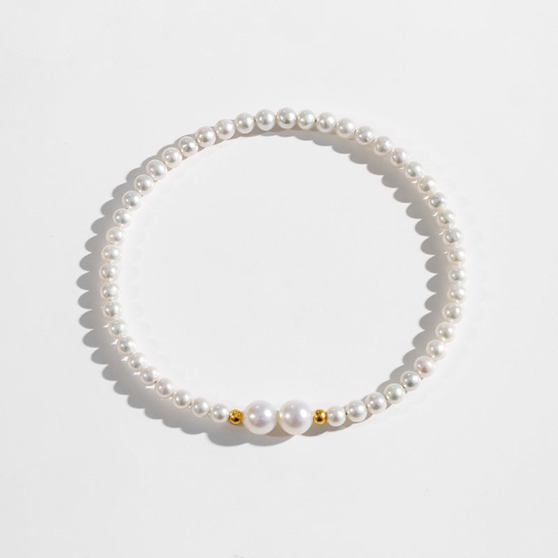 Solid 18K Gold Genuine Freshwater AAAA Pearl Peace Bracelet