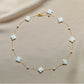 Solid 18K Gold Genuine Freshwater Pearl Lucky Clover Necklace