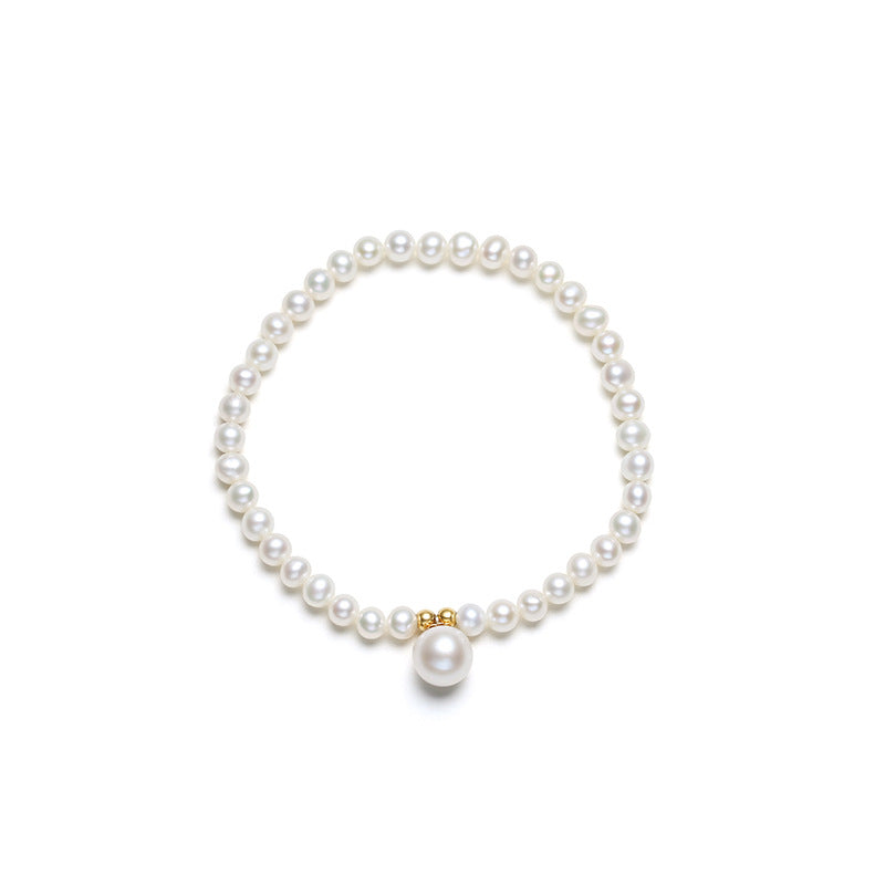 Solid 18K Gold Genuine Freshwater White Pearl Angel Tears Bracelet