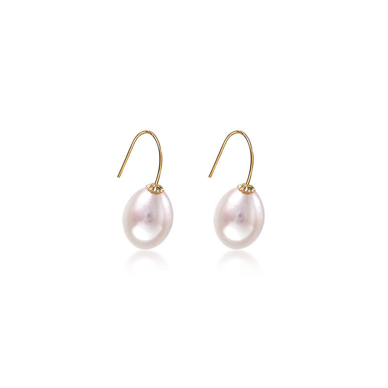 Solid 18K Gold Genuine Freshwater Pearl Floats Earrings