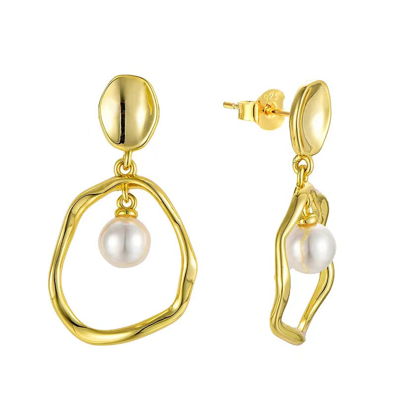 Genuine Freshwater Pearl Gold Element Earrings