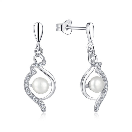 Genuine Freshwater Pearl Ocean Wave Earrings