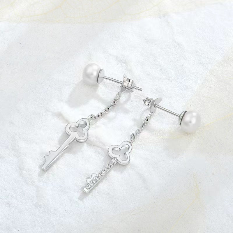 Genuine Freshwater Pearl Key of Love Earrings