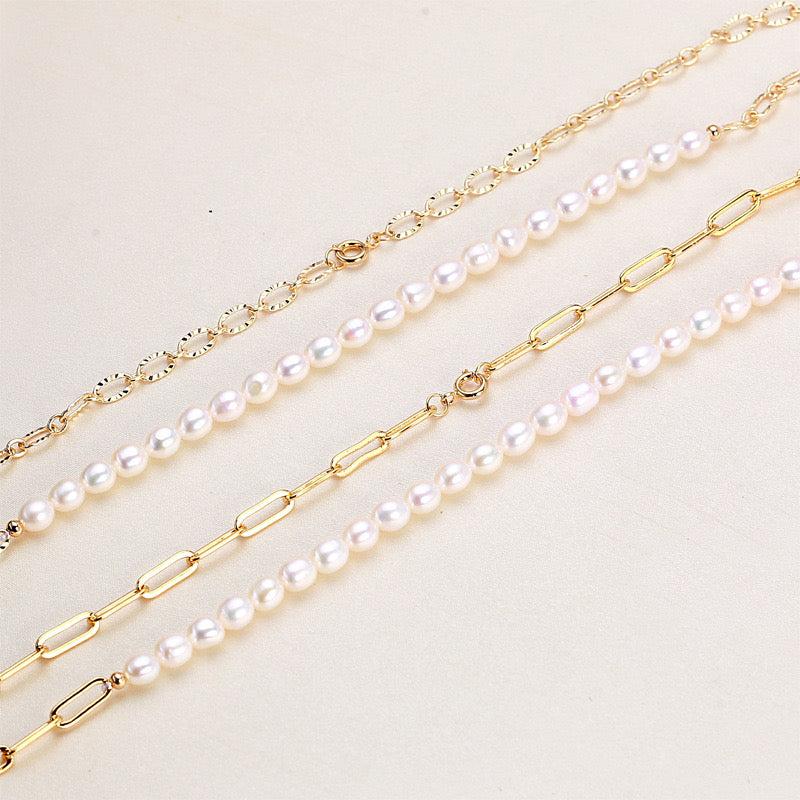 Brass Plated with 18K Gold Genuine Freshwater Pearl Lucy Necklace