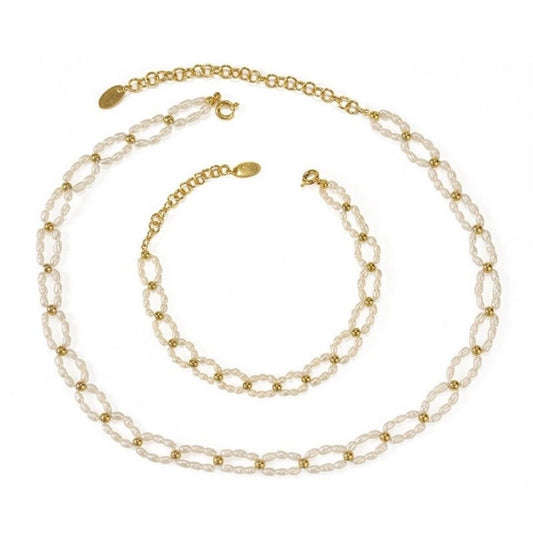 Electroplating 18K Gold Genuine Freshwater Pearl Pavla Set