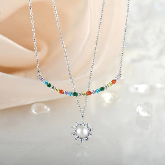 Genuine Freshwater Pearl Rainbow Bridge Necklace