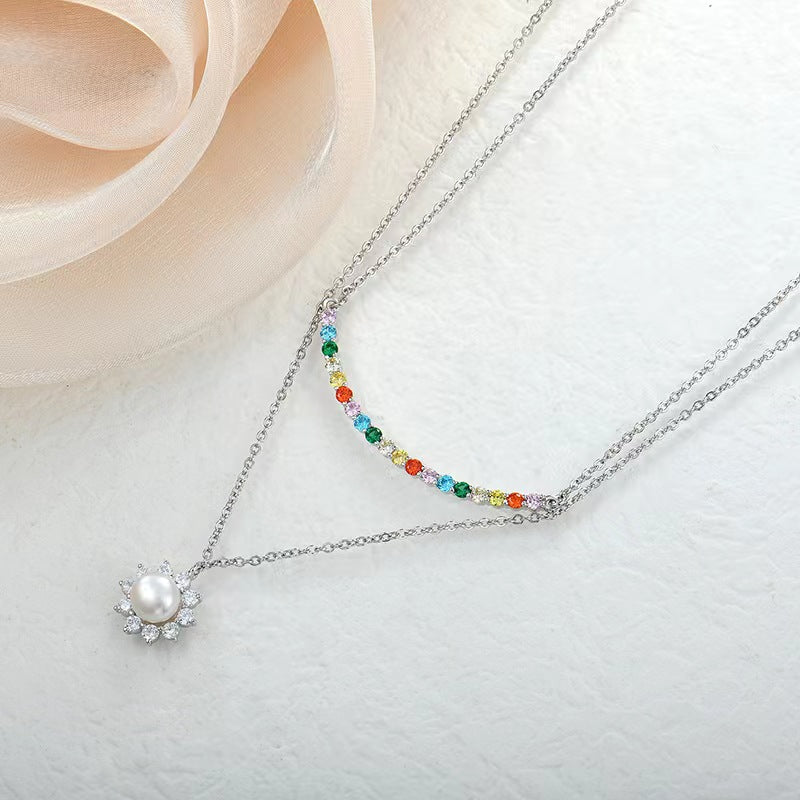 Genuine Freshwater Pearl Rainbow Bridge Necklace