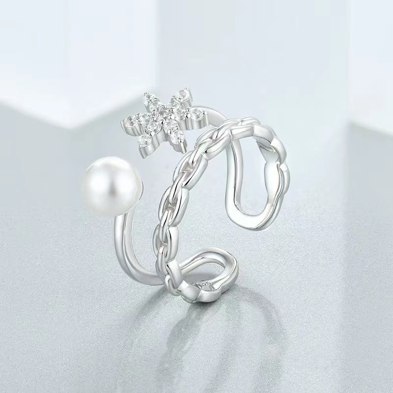 Genuine Freshwater Pearl Star Wish Ring