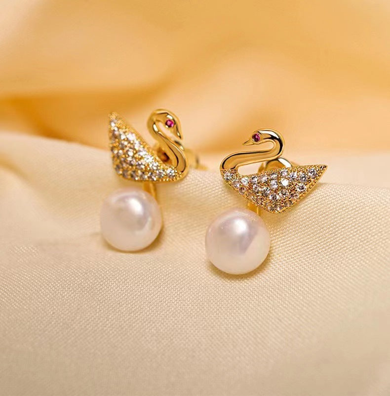 Genuine Freshwater Pearl Swan Earrings