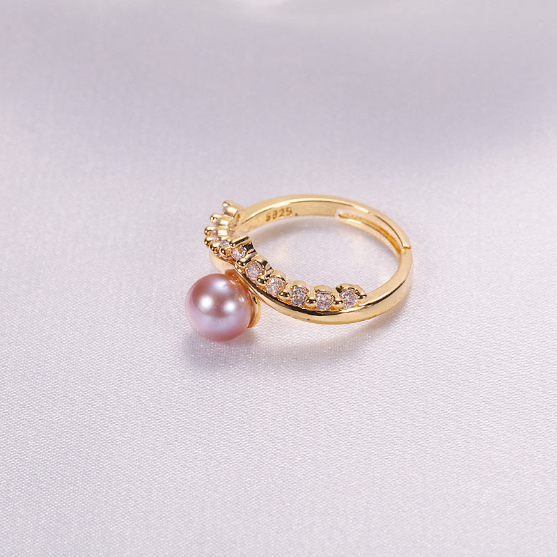 Brass Plated with 18K Gold Genuine Freshwater Pearl Sharon Ring