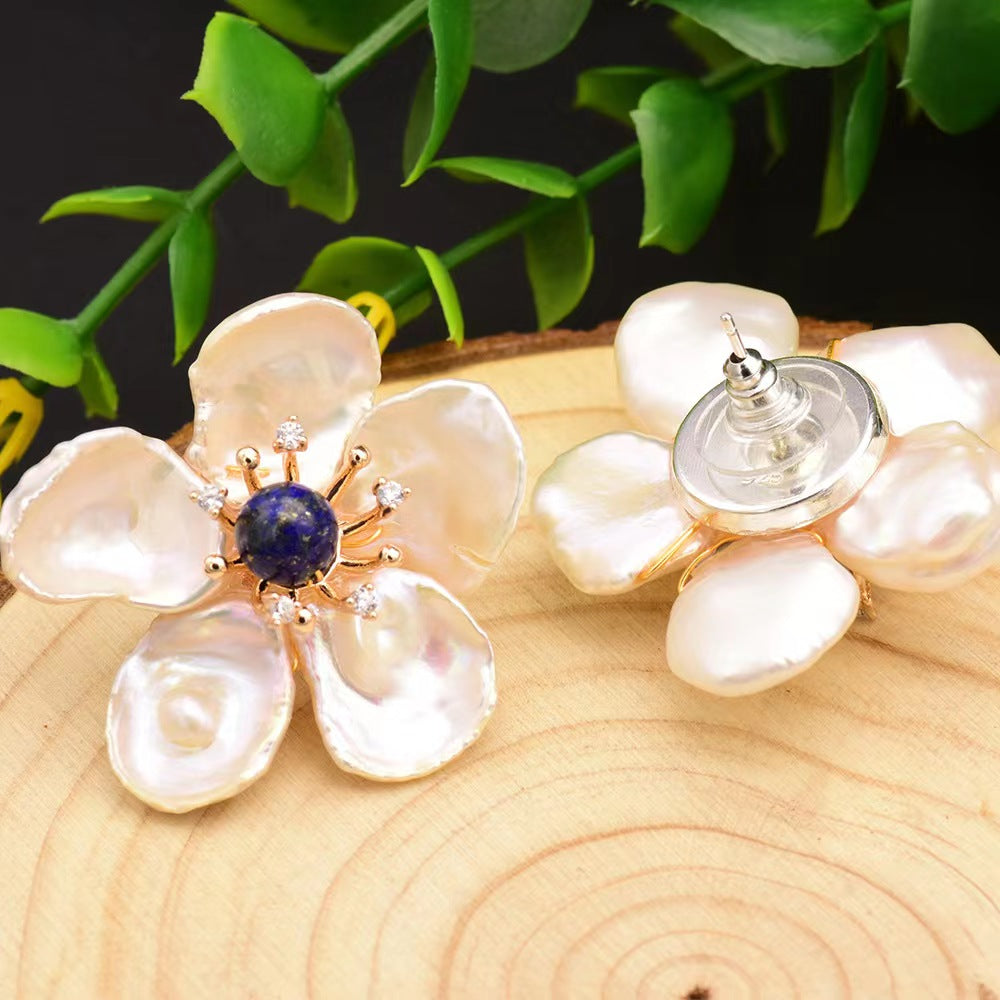 Genuine Freshwater Pearl Angel Flower Earrings