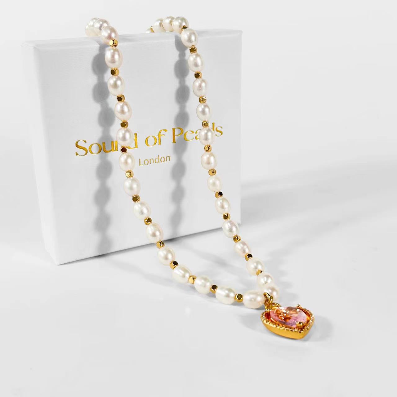 Genuine Freshwater Pearl Rainbow Heart Necklace