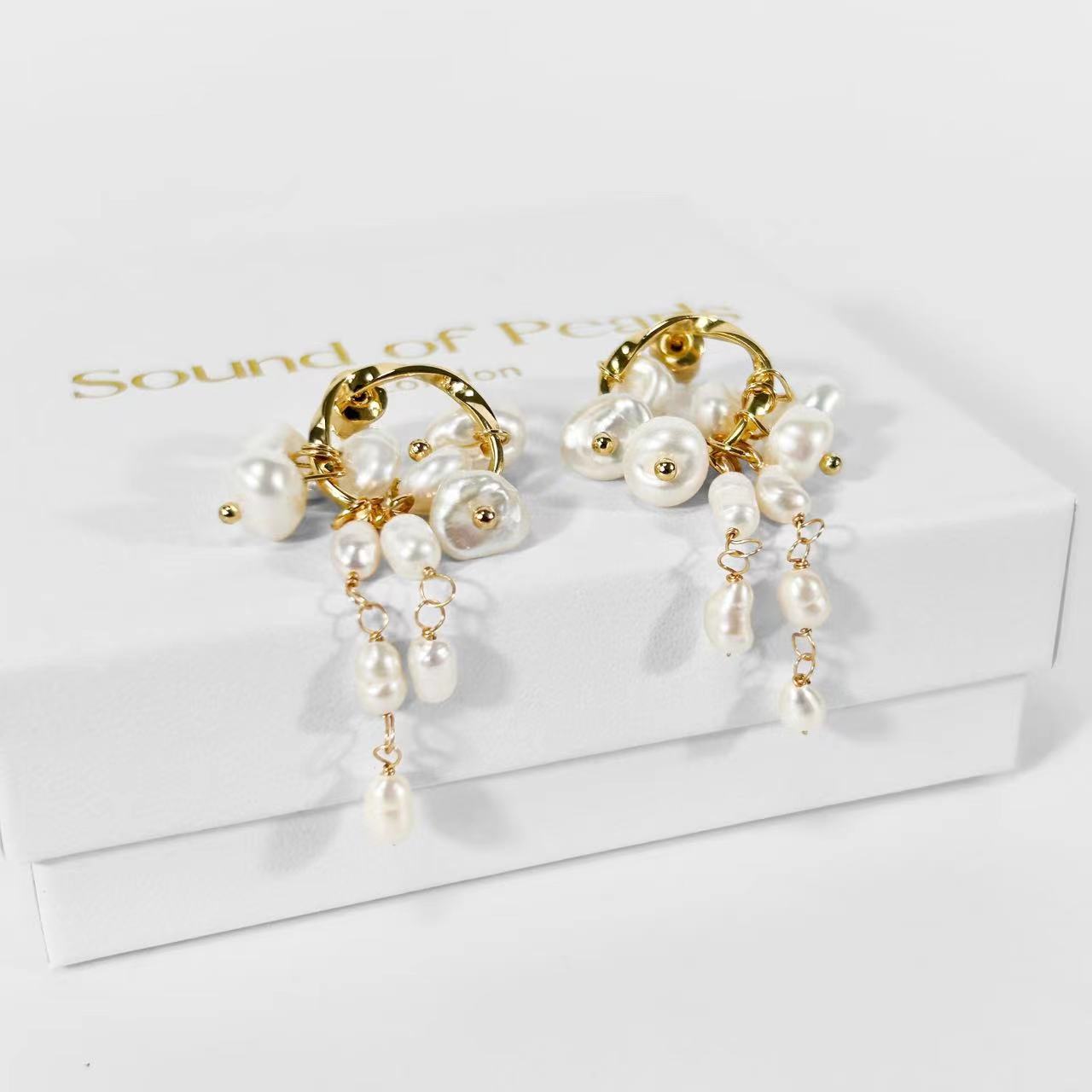 Genuine Freshwater Baroque Pearl Orchid Earrings (Limited Edition)