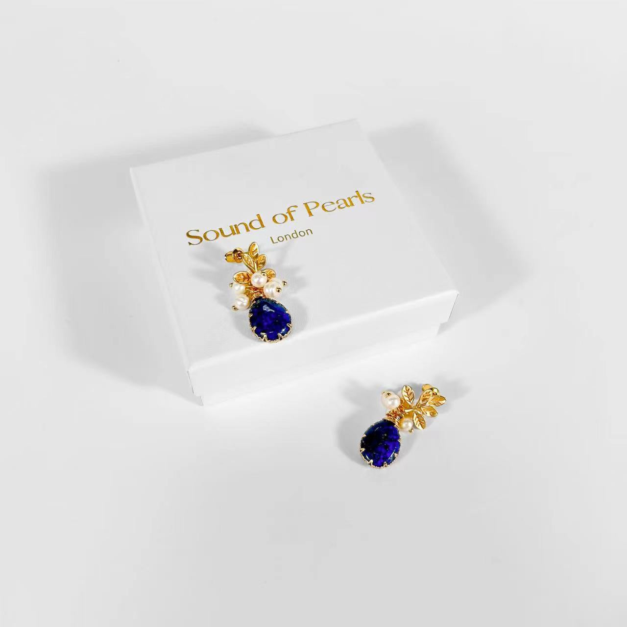 Genuine Freshwater Baroque Pearl & Lapis Lazuli Earrings (Limited Edition)